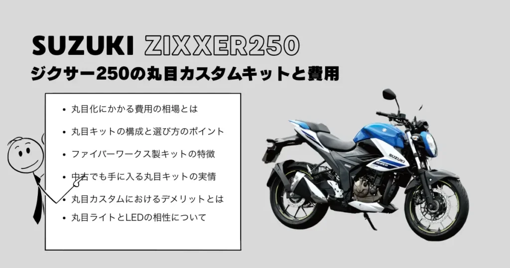ジクサー250の丸目カスタムキットと費用